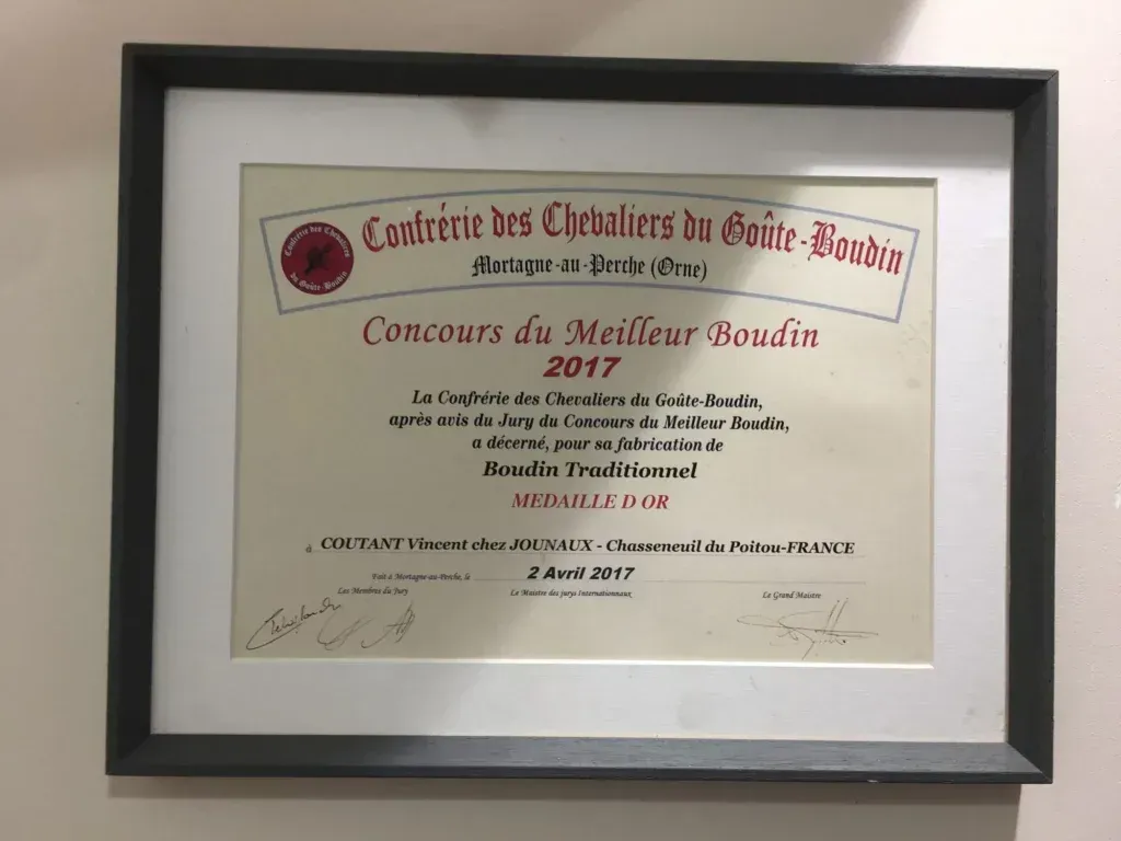Médaille d'or meilleur boudin